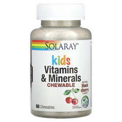 Solaray, Витамины и минералы для детей, со вкусом натуральной вишни, 60 жевательных таблеток (SOR-04796), фото