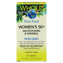 Natural Factors, Whole Earth & Sea, мультивитаминный и минеральный комплекс для женщин старше 50 лет, 60 таблеток (NFS-35501), фото
