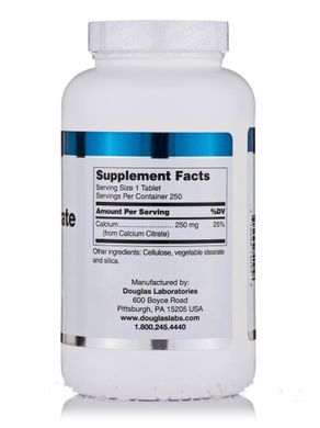 Кальций цитрат, Calcium Citrate, Douglas Laboratories, 250 мг, 250 таблеток (DOU-74095), фото