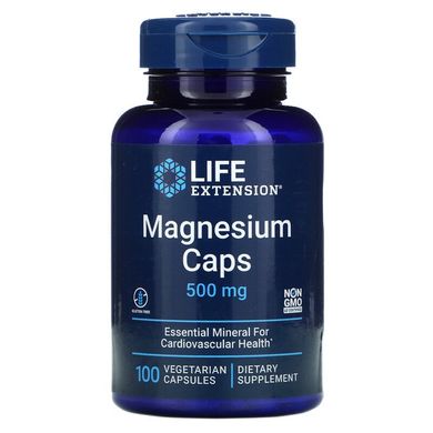 Life Extension, Магній у капсулах, 500 мг, 100 вегетаріанських капсул (LEX-14591), фото