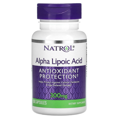 Альфа-ліпоєва кислота, Natrol, 300 мг, 50 капсул (NTL-00312), фото