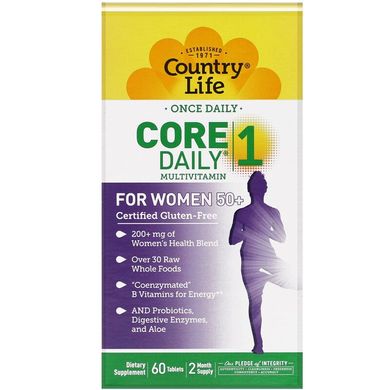 Country Life, Мультивітамін Core Daily-1 для жінок старше 50 років, 60 таблеток (CLF-08196), фото