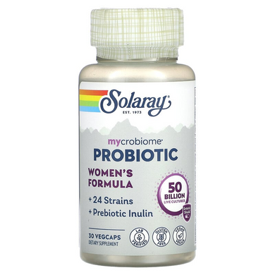 Solaray, пробіотик Mycrobiome для жінок, 50 млрд живих культур, 30 вегетаріанських капсул, покритих кишковорозчинною оболонкою (SOR-73720), фото