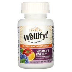 21st Century, Wellify, енергетичні мультивітаміни та мультимінерали для жінок, 65 таблеток (CEN-22443), фото