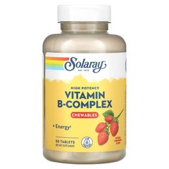 Комплекс вітамінів групи В, B-Complex Chewable, Solaray, смак полуниці, 50 таблеток (SOR-04265), фото