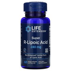 Life Extension, супер R-ліпоєва кислота, 240 мг, 60 вегетаріанських капсул (LEX-12086), фото
