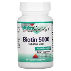Nutricology, Биотин, 5000 мкг, 60 вегетарианских капсул (ARG-50350), фото