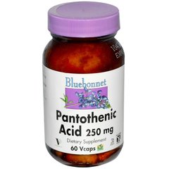 Пантотеновая кислота (B5) 250 мг, Bluebonnet Nutrition, 60 гелевых капсул (BLB-00468), фото