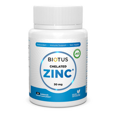 Хелатний цинк, Chelated Zinc, Biotus, 30 мг, 60 капсул (BIO-530340), фото