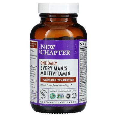New Chapter, Every Man's, ежедневная мультивитаминная добавка для мужчин, 96 вегетарианских таблеток (NCR-00333), фото