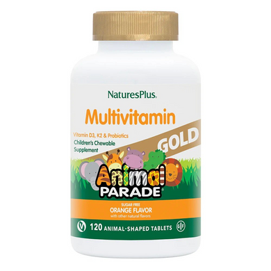 Nature's Plus, Source of Life Animal Parade Gold, жувальні мультивітаміни з мікроелементами для дітей, зі смаком апельсина, 120 таблеток у формі тварин (NAP-29936), фото