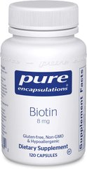 Биотин, Biotin, Pure Encapsulations, 8 мг, 120 капсул (PE-00680), фото