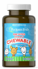 Мультивітаміни для дітей, Pre-Vites, Puritan's Pride, смак апельсина, 100 жувальних таблеток (PTP-13050), фото