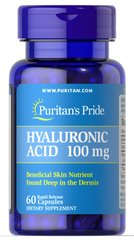 Гиалуроновая кислота, Hyaluronic Acid, Puritan's Pride, 100 мг, 60 капсул (PTP-17688), фото