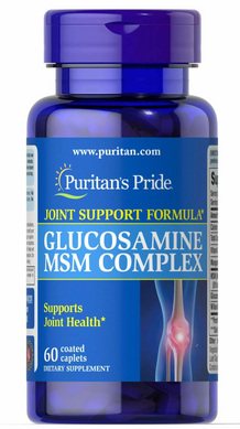 Глюкозамін та МСМ комплекс, Glucosamine MSM Complex, Puritan's Pride, 333 мг/500 мг, 60 капсул (PTP-16131), фото