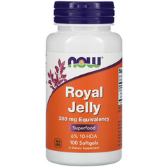 Маточне молочко, Royal Jelly, Now Foods, 100 гелевих капсул, (NOW-02550), фото