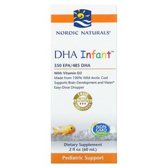 Nordic Naturals, Докозагексаеновая кислота (ДГК) с витамином D3 для младенцев, 60 мл (NOR-53788), фото