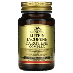 Лютеин, комплекс каротиноидов (Lutein Lycopene Carotene), Solgar, 30 капсул (SOL-01671), фото