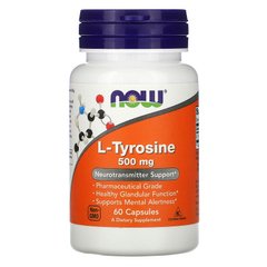 Тирозин, L-Tyrosine, Now Foods, 500 мг, 60 капсул, (NOW-00160), фото
