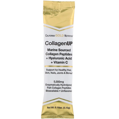 California Gold Nutrition, CollagenUP, морський гідролізований колаген з гіалуроновою кислотою та вітаміном С, без запаху, 10 пакетів, 5,15 г кожен (CGN-01344), фото