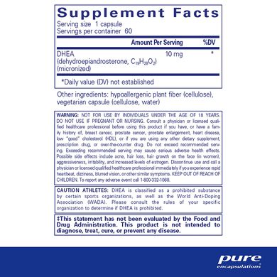 Pure Encapsulations, ДГЕА, 10 мг, 60 капсул (PE-00097), фото