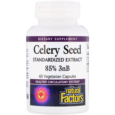 Селера, Celery Seed, Natural Factors, стандартизований екстракт насіння, 60 капсул (NFS-04515), фото