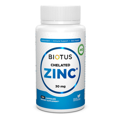 Хелатний цинк, Chelated Zinc, Biotus, 30 мг, 100 капсул (BIO-530357), фото