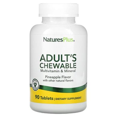 Nature's Plus, жувальні мультивітаміни та мінерали для дорослих, зі смаком ананасу, 90 таблеток (NAP-03087), фото