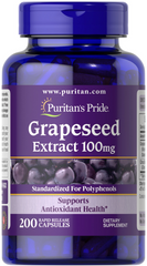 Puritan's Pride, Экстракт виноградных косточек, 100 мг, 200 капсул (PTP-15432), фото