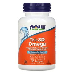 Now Foods, Tri-3D Omega, 90 мягких таблеток (NOW-01686), фото