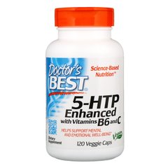 Doctor's Best, 5-гидрокситриптофан, обогащенный витаминами B6 и C, 120 вегетарианских капсул (DRB-00120), фото