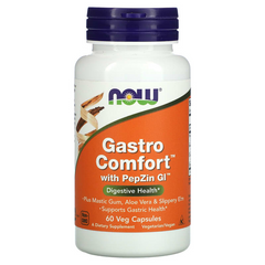 NOW Foods, Gastro Comfort с PepZin GI, 60 растительных капсул (NOW-03520), фото