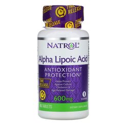 Natrol, Альфа-ліпоєва кислота, повільне вивільнення, 600 мг, 45 таблеток (NTL-05229), фото