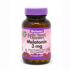 Bluebonnet Nutrition, Мелатонін, 3 мг, EarthSweet, малиновий смак, 60 жувальних таблеток (BLB-00993), фото