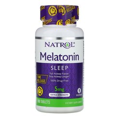 Natrol, Мелатонин, медленное высвобождение, с повышенной силой действия, 5 мг, 100 таблеток (NTL-04837), фото
