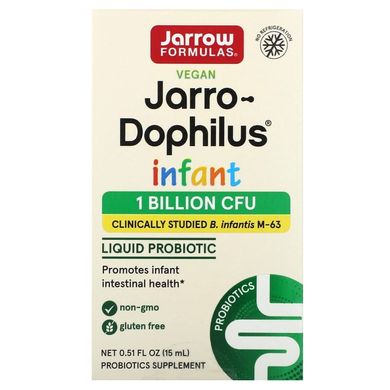 Jarrow Formulas, Jarro-Dophilus, для младенцев, пробиотики в каплях, 1 миллиард живых бактерий, 15 мл (JRW-03014), фото