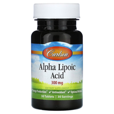 Альфа ліпоєва кислота, Carlson Labs, 300 мг, 30 таблеток (CAR-08070), фото