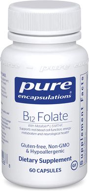 Витамин B12 и Фолат, метилкобаламин, B12 Folate, Pure Encapsulations, 60 капсул (PE-00026), фото