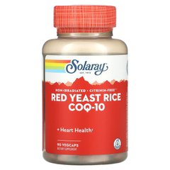 Червоний дріжджовий рис + коензим Q10, Red Yeast Rice + CoQ-10, Solaray, 90 капсул (SOR-12155), фото