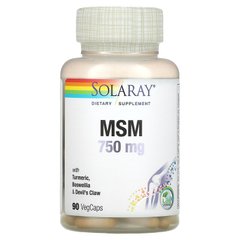 Solaray, МСМ, Метилсульфонилметан, 750 мг, 90 вегетарианских капсул (SOR-00862), фото