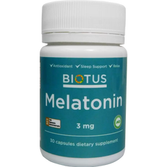 Мелатонін, Melatonin, Biotus, 3 мг, 30 капсул (BIO-530371), фото