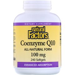 Коэнзим Q10 (Coenzyme Q10), Natural Factors, 100 мг, 240 капсул (NFS-02082), фото