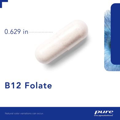 Вітамін B12 і Фолат, метилкобаламін, B12 Folate, Pure Encapsulations, 60 капсул (PE-00026), фото