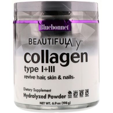 Колаген 1 і 3 типу, Beautiful Ally, Bluebonnet Nutrition, Collagen Type I + III, порошок 198 г (BLB-01508), фото