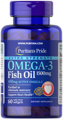 Омега-3 риб'ячий жир, Extra Strength Omega-3 Fish Oil, Puritan's Pride, 1500 мг, 60 гелевих капсул (PTP-35714), фото