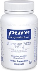 Pure Encapsulations, Бромелайн, Bromelain 2400, 500 мг, 60 капсул (PE-00340), фото