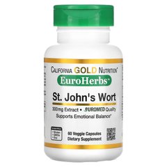 California Gold Nutrition, EuroHerbs, экстракт зверобоя, качество Euromed, 300 мг, 60 растительных капсул (CGN-01117), фото