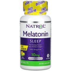 Natrol, Мелатонин, быстрорастворимый, максимальная эффективность, цитрусовые, 10 мг, 60 таблеток (NTL-07668), фото