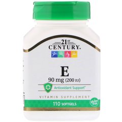 Витамин Е- 200, 21st Century Health Care, 110 капсул (CEN-21302), фото