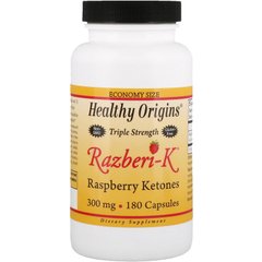 Жиросжигатель кетоны малины, Razberi-K, Raspberry Ketones, Healthy Origins, 300 мг, 180 капсул (HOG-74757), фото